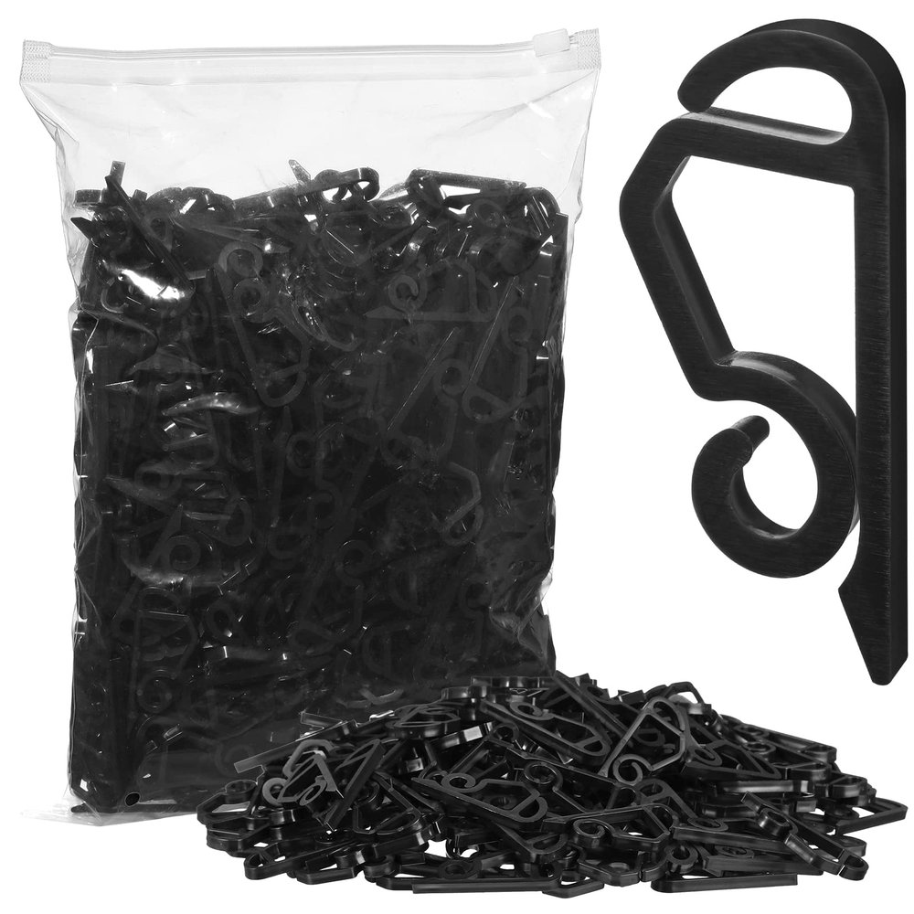 Marsui 500 Pieces Christmas Light Clips Outdoor Gutter Hooks Plastic Seasonal Weatherproof Clips Holiday Fence Hooks for Christmas Roof Tree Outside Hanging String Lights (Black)
