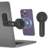 CloudValley Adjustable Laptop Stand, Magnetic Phone Holder, Aluminum Slim Computer Monitor Side Mount Clip for iPhone MagSafe Series & All Phones, Portable Foldable Computer Expansion Bracket, Black view 1