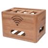CHUANGRUN WiFi Router Storage Box, Wood Plug Row Hub Desktop Storage Box, Power Strip and Cable Management Hider Rack, for Living Room, Office, Home Theater, Etc view 1