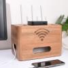CHUANGRUN WiFi Router Storage Box, Wood Plug Row Hub Desktop Storage Box, Power Strip and Cable Management Hider Rack, for Living Room, Office, Home Theater, Etc view 2