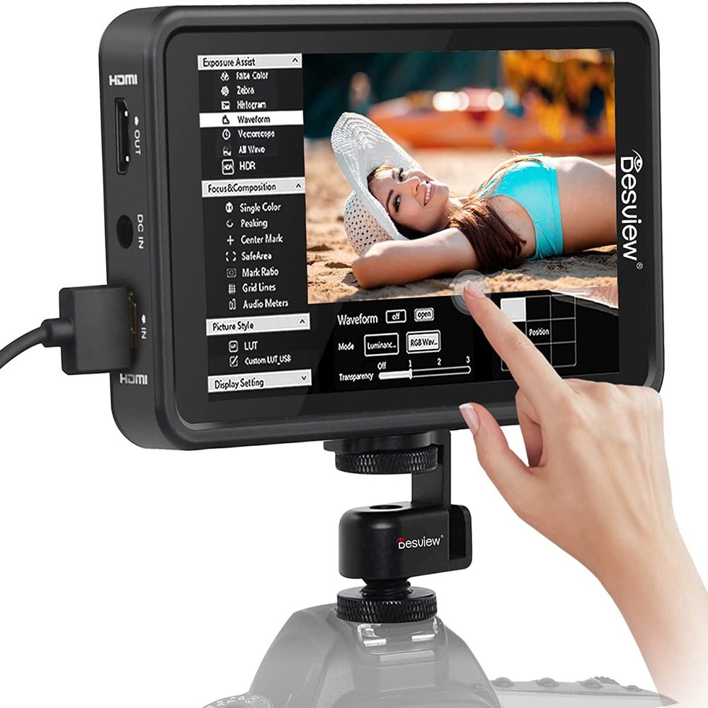 Desview 5.5 inch R5 Touch Screen DSLR Camera Field Monitor 4K HDMI Input/OutputHDR Full HD 1920x1080 IPS,3D-Lut Video Peaking Focus AssistHDMI Camera Field Monitor