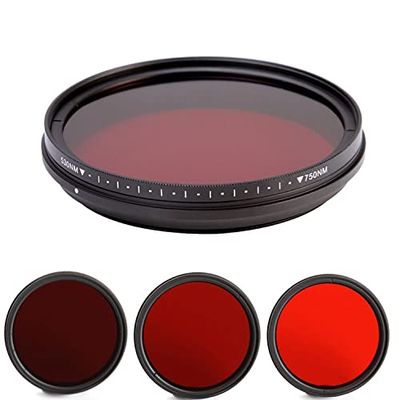 Adjustable IR Infrared Infra-Red X-Ray Lens Filter 530/590/630/680/720/750 nm for 46 49 52 55 58 62 67 72 77 82 mm DSLR Camera (Caliber : 77mm)