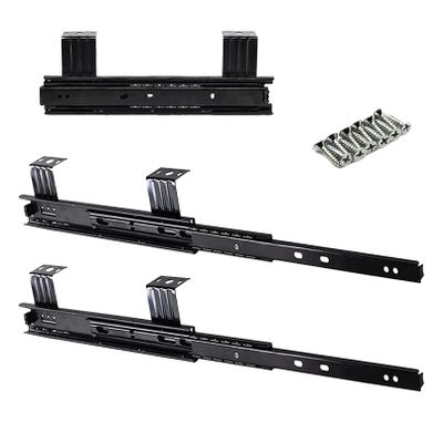 KDLKCT6 3 Folds Keyboard Slide - Rail for Keyboard, Full Extension Heavy Duty Runners 240mm 290mm Detachable Telescopic Drawer Repair Kit 45 Kg Load Capacity Black Quiet and No Noise - 1 Pair