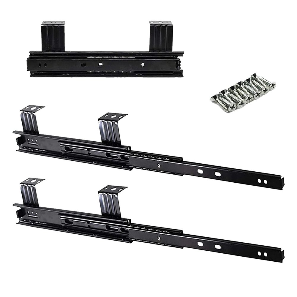 KDLKCT6 3 Folds Keyboard Slide - Rail for Keyboard, Full Extension Heavy Duty Runners 240mm 290mm Detachable Telescopic Drawer Repair Kit 45 Kg Load Capacity Black Quiet and No Noise - 1 Pair