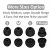 8 Pairs Powerbeats Pro Ear Tips Buds, 4 Size Replacement Soft Flexible Fit in Case Noise Reduce Silicone Rubber Gel Earbuds Eartips Wing Skin Accessories Compatible with Beats Flex/BeatsX - Black view 4