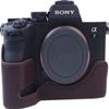 BolinUS A7M4 A7S3 A1 Case, Handmade Genuine Real Leather Half Camera Case Bag Cover for Sony Alpha 7IV /A7M4 /A7S III /A1 Bottom Opening Version + Hand Strap (Coffee) view 1