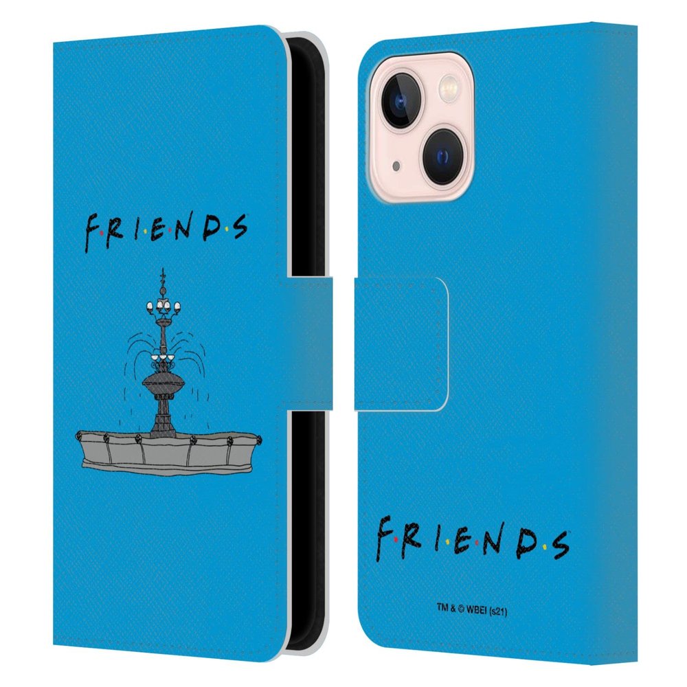 Head Case Designs Officially Licensed Friends TV Show Fountain Iconic Leather Wallet Case Compatible with Apple iPhone 13 Mini