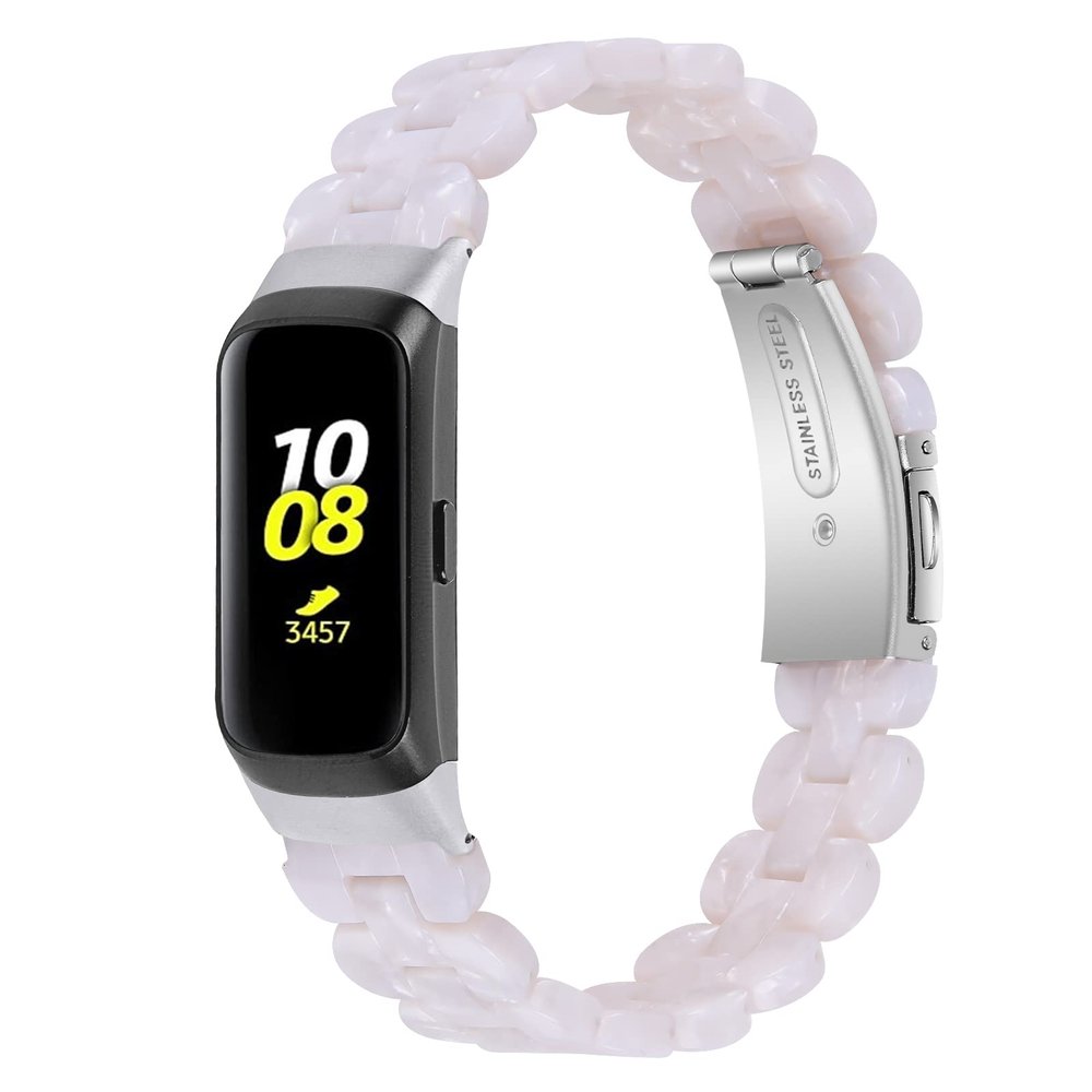 Compatible with Samsung Galaxy Fit SM-R370 Bands for Women Men, Adjustable Resin Replacement Watch Bands Straps Wristbands Bracelet Fit for Samsung Galaxy Fit Fitness Tracker (White)