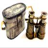 Vimal Nautical Brown Antique Nautical Brass Binocular Size 4" Inch Vintage Handheld Opera Glasses with Beautiful Leather Box Cover view 4