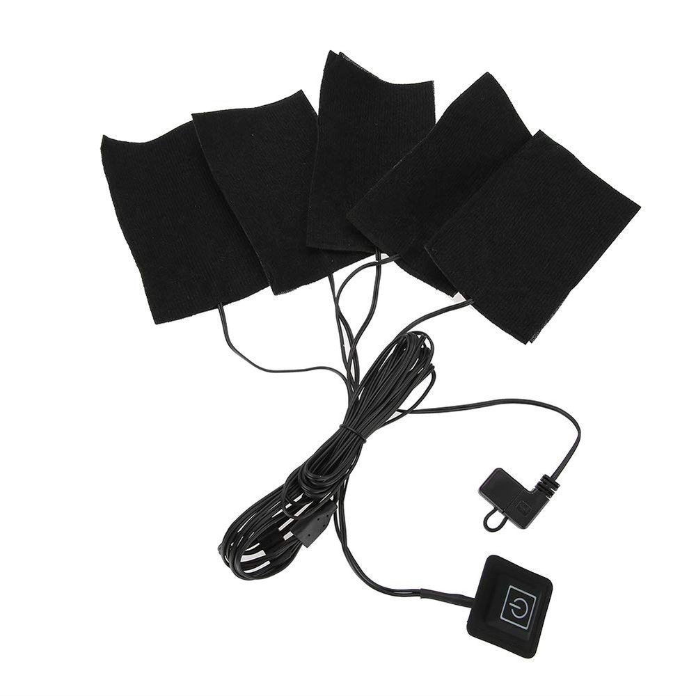 USB Electric Cloth Heater, USB Heating Pad for Coat, Five Portable Foldable Heater Pads Adjustable Temperature Heating Warmer Tool for Outdoor Winter Clothes Seat Pet Dogs and Cats Warmer