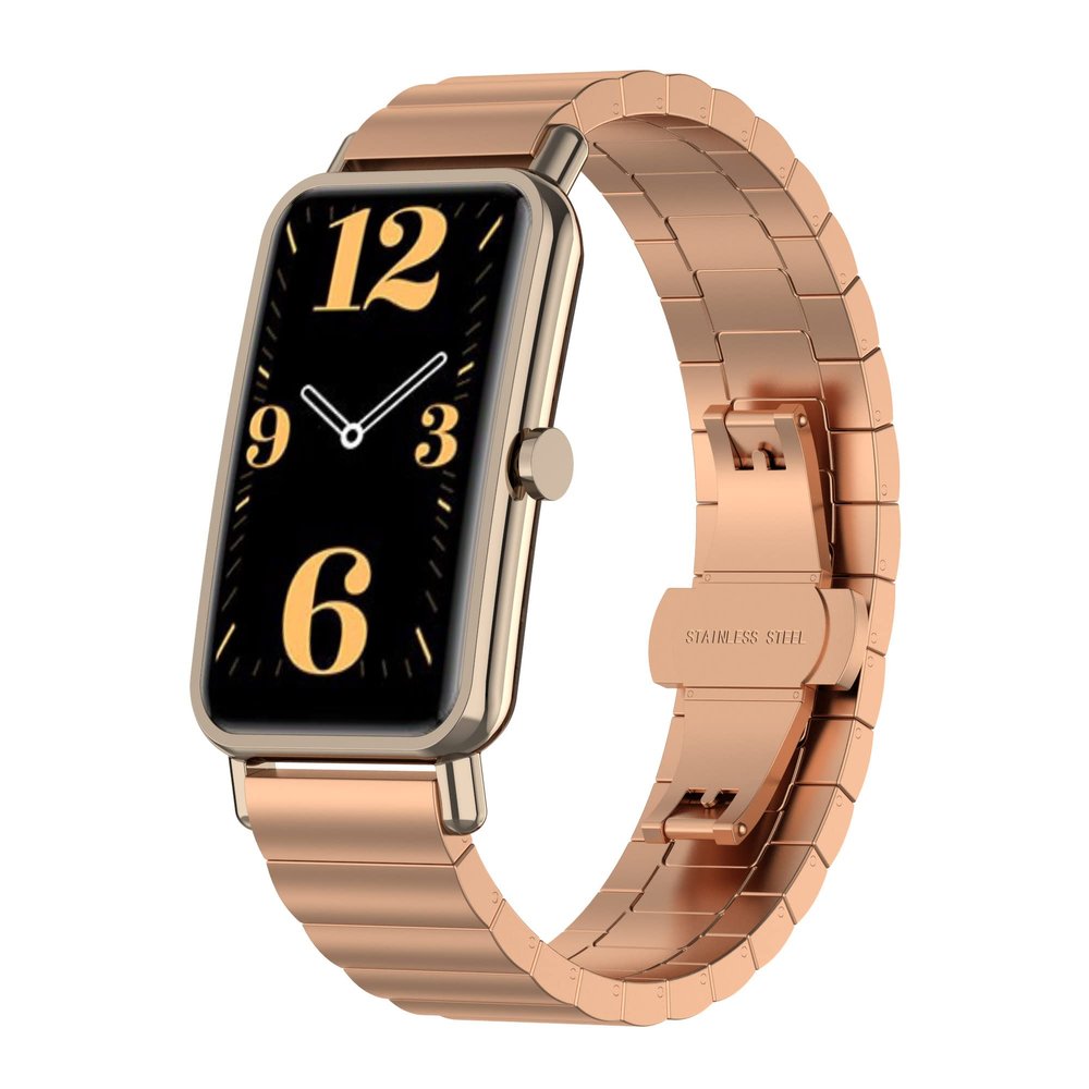 FitTurn Bands Compatible with Huawei Watch Fit mini Band Metal Stainless Steel Replacement WristBands for HW Watch Fit mini Smartwatch Accessories Strap Women Men (RoseGold)