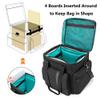 LoDrid Vinyl Record Storage Bag with 4 Boards Around and 2 Detachable Dividers, Holds Up to 60 LP Records, Travel Album Carrying Case with Separated Laptop Layer Up to 14, Bag Only, Black view 2