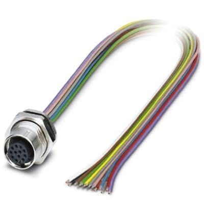 1419713, Device Connector, Flush, Str M12 F 12P to 12 Wire Leads, 0.5m, TPE, Rear M16 Mt, SACC-DSI-M12FS-12CON-M16/0,5