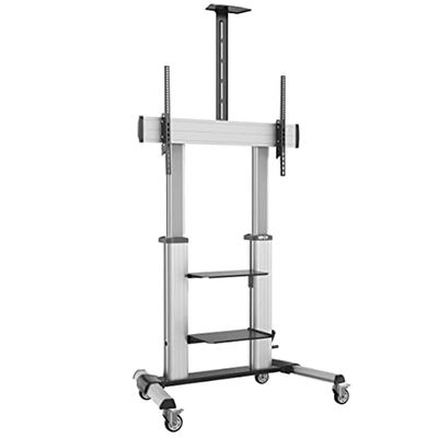 Tripp Lite Mobile TV Stand with Height-Adjusting Microbrial Resistant Crank Handle, LED/OLED/LCD Flat Screen Monitors, 60 100 Televisions, Shelf & Locking Wheels, 5-Year Warranty (DMCS60100XXCK)