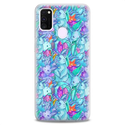 Cavka TPU Case Compatible with Samsung Galaxy F52 5G F23 M80s M62 M30 F62 M20 M10 M02 Jackalope Bunnies Bunny Cute Slim fit Kawaii Soft Design Clear Flexible Lightweight Print Silicone