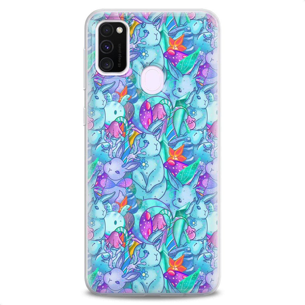 Cavka TPU Case Compatible with Samsung Galaxy F52 5G F23 M80s M62 M30 F62 M20 M10 M02 Jackalope Bunnies Bunny Cute Slim fit Kawaii Soft Design Clear Flexible Lightweight Print Silicone