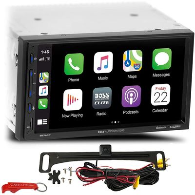 BOSS Audio Systems Elite BE7ACP Head Unit & ACAM4 Backup Camera Safe Driver's Bundle. 7" Apple CarPlay and Android Auto Multimedia 2-DIN Digital Car Stereo, No CD/DVD Player, USB, SD, AV in, AM/FM