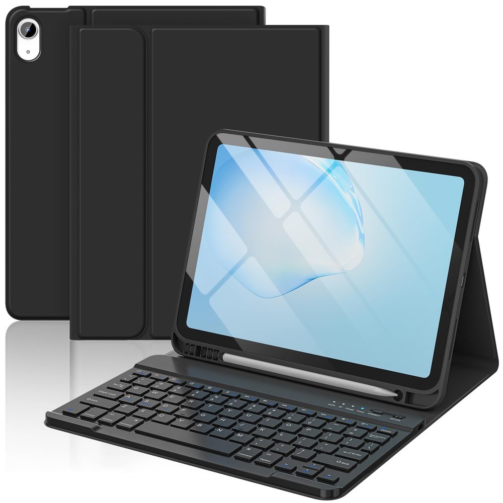 BQSS for iPad Air 11 Inch Case with Keyboard M3/M2 (2025/2024), Wireless Keyboard Case for iPad Air 10.9 Inch 5th/4th Generation (2022/2020) Detachable for iPad Pro 1st Case with Pencil Holder Black