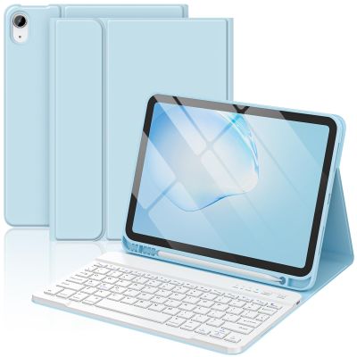 BQSS for iPad Air 11 Inch Case with Keyboard M3/M2 (2025/2024), Wireless Keyboard Case for iPad Air 10.9 Inch 5th/4th Generation (2022/2020) Detachable for iPad Pro 1st Case with Pencil Holder Blue