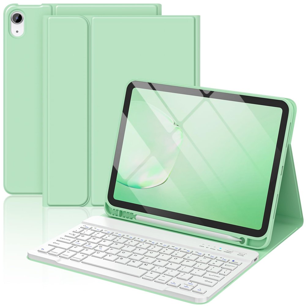 BQSS for iPad Air 11 Inch Case with Keyboard M3/M2 (2025/2024), Wireless Keyboard Case for iPad Air 10.9 Inch 5th/4th Generation (2022/2020) Detachable for iPad Pro 1st Case with Pencil Holder Green