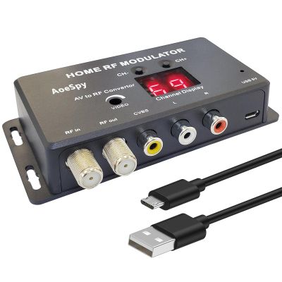 RF Modulator RCA to Coaxial Converter UHF Adapter w/Channel Switch for TV Tuner Satellite Set-top/Cable Box VCRs Bule-ray/DVD Players Roku Fire Stick NS AV Composite Video to Analog NTSC Coax TV