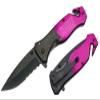 Blue Steel EDC Cool Pocket Knife, SpeedSafe with Liner Lock, Pocketclip, Glass Breaker, Seatbelt Cutter (Pink) view 1