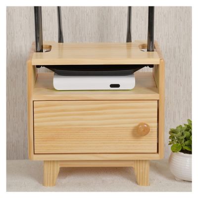 Cable Management Box Wooden Router Storage Box Cable Management Boxes Organizer with High Feet Cable Power Plug Storage Box, Magnetic Door Stop and Stainless Steel Hinge for TV Computer Hide Power Str