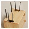 Cable Management Box Wooden Router Storage Box Cable Management Boxes Organizer with High Feet Cable Power Plug Storage Box, Magnetic Door Stop and Stainless Steel Hinge for TV Computer Hide Power Str view 4
