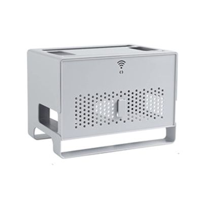 Cable Management Box Multifunctional Wireless Router Storage Box Large Cable Management Box with Cover Detachable Home Office Power Strip Storage Box, White/grey for TV Computer Hide Power Strips Cord