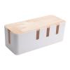 Cable Management Box Large Plastic Cord Organizer Box White Cable Management Box with Bamboo Cover Desk Cable Management Solution to Hide & Conceal Power Strips for TV Computer Hide Power Strips Cords view 1