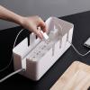Cable Management Box Large Plastic Cord Organizer Box White Cable Management Box with Bamboo Cover Desk Cable Management Solution to Hide & Conceal Power Strips for TV Computer Hide Power Strips Cords view 3