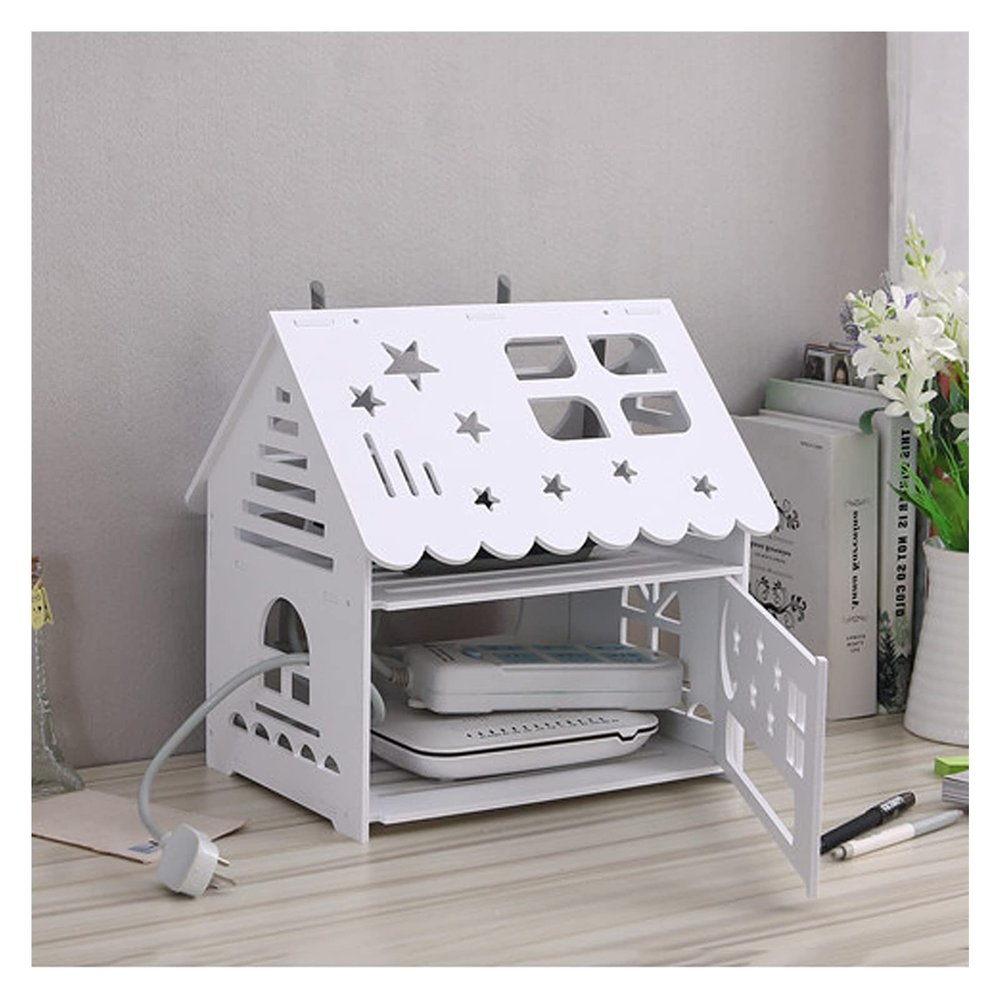Cable Management Box Multifunctional Cable Management Box Desktop Router Storage Box Creative House Shape Cord Organizer Box to Hide & Conceal Power Strips for TV Computer Hide Power Strips Cords
