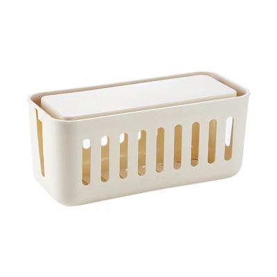 Cable Management Box Home Cable Power Plug Storage Box Desktop Cable Management Boxes Organizer Simple Cord Organizer Box with Three-sided Hollow, White/gray for TV Computer Hide Power Strips Cords