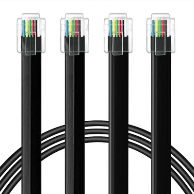 NECABLES 2Pack RJ12 Cable 10ft Phone Cord RJ12 6P6C Male to Male Straight Wired for Both Data and Voice Use Black - 10 Feet