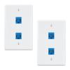 iwillink (2-Pack) 2-Port Ethernet Wall Plate, Keystone Jack Wall Plates with RJ45 Keystone Inline Coupler insert, Female to Female Cat6 RJ45 Wall Plate, Blue view 1