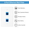 iwillink (2-Pack) 2-Port Ethernet Wall Plate, Keystone Jack Wall Plates with RJ45 Keystone Inline Coupler insert, Female to Female Cat6 RJ45 Wall Plate, Blue view 3