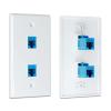 iwillink (2-Pack) 2-Port Ethernet Wall Plate, Keystone Jack Wall Plates with RJ45 Keystone Inline Coupler insert, Female to Female Cat6 RJ45 Wall Plate, Blue view 4