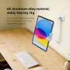 BEWISER Adjustable Tablet Wall Mount Holder, Swivel 360 Rotating, Compatible with 4.7-12.9 inch Devices, High-Grade Aluminium Alloy, White view 3