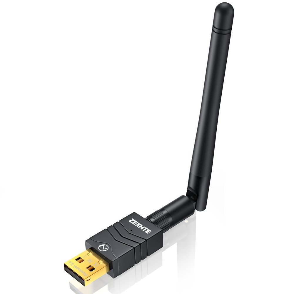 ZEXMTE 5.4 USB Bluetooth Adapter for PC, Long Range Connection with High Gain Antenna, Wireless Bluetooth Receiver 492FT / 150M, Plug &Play for Windows 11/10/8.1/7