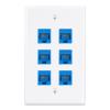 iwillink (1-Pack) 6-Port Ethernet Wall Plate, RJ45 Wall Plate with Inline Coupler insert, Female to Female Cat6 Keystone Jack Wall Plates, Blue view 1