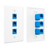 Iwillink (1-Pack) 3-Port Ethernet Wall Plate, Keystone Jack Wall Plate with RJ45 Keystone Inline Coupler insert, Female to Female Cat6 Keystone Jack Wall Plates, Blue view 4