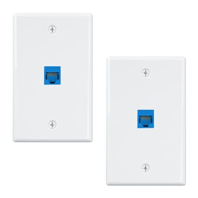 iwillink (2-Pack) Ethernet Wall Plate, 1-Port Keystone Jack Wall Plate with RJ45 Keystone Inline Coupler insert, Female to Female Cat6 Wall Plate, Blue