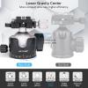 46mm Low Profile Tripod Head with 3 Screw Adapter 3/8 to 1/4 Professional Aluminium 360 Rotating Panoramic Ball Head Max Loading 20kg view 3