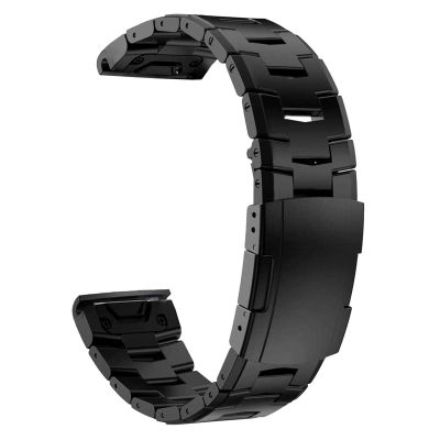 Abanen Titanium Watch Band for Garmin Fenix 8 47mm/epix Pro 47mm, Quick Fit 22mm Titanium Metal Wristband with Stainless Steel Buckle for Fenix 7/6/5,Approach S62 (Black)