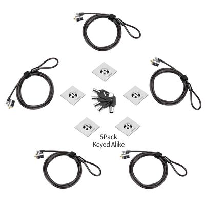 LORADAR 5Pack Laptop Cable Lock Hardware Security Cable Lock Anti Theft 5Keys 6.7Ft Compatible for Tablet Laptops, iMac,Out Door TV,Mac mini,& Other Devices Longer Cable 5PCS keyed Alike