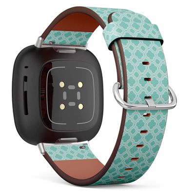 CJBROES Replacement Leather Watch Band, Compatible with Fitbit Versa 3 and Fitbit Sense of Wristband Bracelet Accessory - Grid