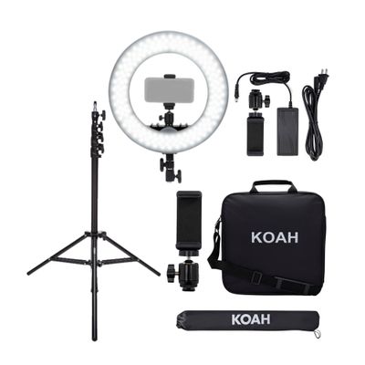 Koah SOL Sphere 13-Inch 42W Dimmable LED Ring Light Kit with Carrying Bag and Air-Cushioned Stand Bundle (2 Items)