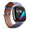 CJBROES Replacement Leather Watch Band, Compatible with Fitbit Versa 3 and Fitbit Sense of Wristband Bracelet Accessory - Flowers Poppy Hydrangea view 2