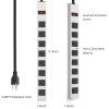 JUNNUJ Metal 8 Outlet Power Strip, Mountable Heavy Duty Power Strip, 1200J Surge Protector Wall Mount Screws Outlet with Switch, Gaming Desk Strips Wide Spaced 15A 125V 1875W, 3 FT 14AWG Power Cord view 4