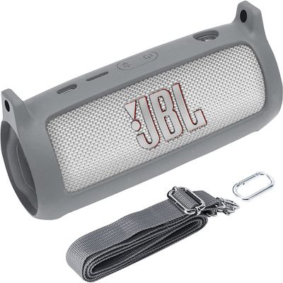 co2CREA Soft Silicone Case Replacement for JBL Flip 6 Portable Bluetooth Speaker (Grey Case)